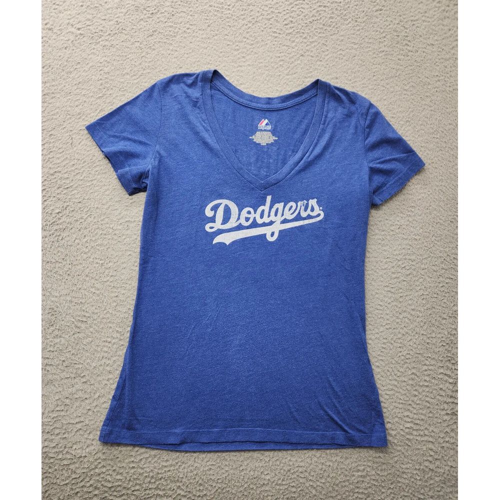 Dodgers Shirt‎ Womens Large Blue Matt Kemp 27 MLB Baseball Spellout Scoop Neck